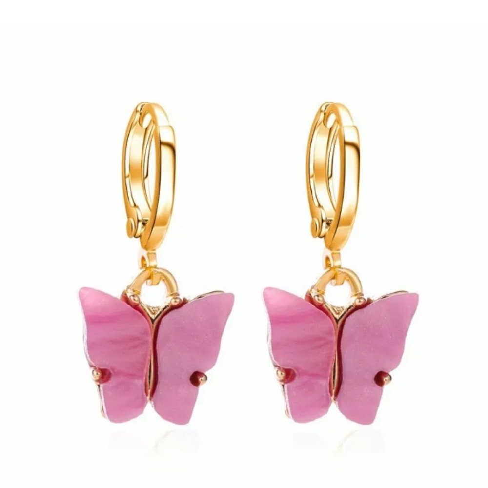 BUTTERFLY New Dainty Drop Pendant Huggie Style Pirced Ear Earrings - Picture 5 of 13